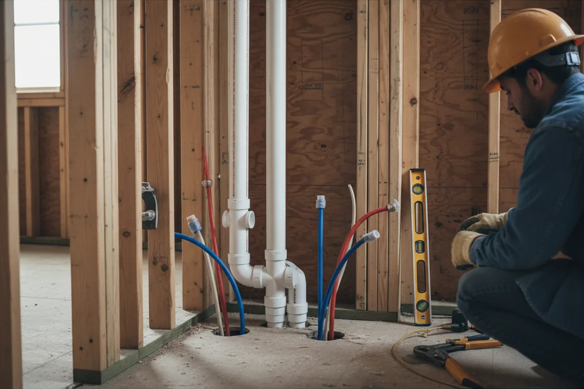 Drain and supply rough-in during Sump Pump Repair in Opp