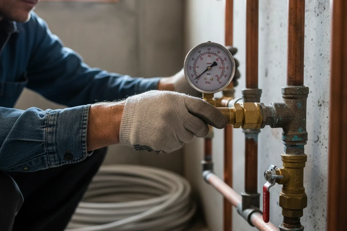 Pressure testing a repaired line during Water Line Repair in Opp